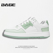 八哥BAGE品牌男鞋2026年春季新款潮流百搭拼色板鞋軟底舒適低幫休閑鞋 白綠 39