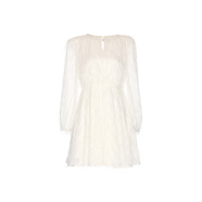 哥文花園（COVENGARDEN）秋季新款仙氣雪紡羽毛紗長(cháng)袖連衣裙白色 本白888 XS