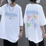 文頗100%純棉2024新款240g重磅短袖t恤男女簡(jiǎn)約美系寬松百搭ins情侶裝 260克-白 S