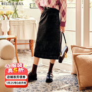 Olrain歐芮兒半身裙女春裝新款高腰顯瘦休閑時(shí)尚中長(cháng)款包臀a字裙子 咖啡色 常規 XL