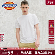 Dickies 純棉短袖T恤 情侶男女同款 純色休閑百搭 DK007093 白色 2XL