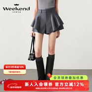 卓雅周末（JORYA weekend）25夏季新款高腰百搭A字個(gè)性荷葉邊褶拼接短裙褲R220802A 灰色 S