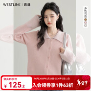 西遇（Westlink）慵懶風(fēng)長(cháng)袖針織衫女2025年秋季新款polo領(lǐng)短款毛衣外套 粉紅色 M