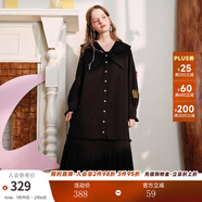 兩三事多色海軍領(lǐng)襯衫裙女2025春季新款連衣裙學(xué)院風(fēng)裙子花海夢(mèng)游 黑色 S