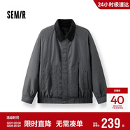 森馬（Semir）棉服男假兩件飛行員拼接牛仔棉衣2025年oversize冬109725112106