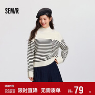 森馬（Semir）森柔|地理系列毛衣女冬季半高領(lǐng)刺繡條紋衫101724107022