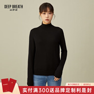 深呼吸DEEP BREATH女裝煙管領(lǐng)長(cháng)袖可機洗打底針織純羊毛衫女A300962 黑 M (3)