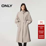 ONLYONLY2026春季新款寬松插肩袖可拆卸腰帶長(cháng)款風(fēng)衣外套女|126136004 C00銀灰色 S