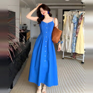 山頭林村克萊因藍連衣裙色吊帶子女夏季2026新款海邊度假丁達爾裙沙灘長(cháng)裙 【藍色】【盛夏流行風(fēng)格/女明星戀夏風(fēng)穿搭/元氣輕活 55 45/55kg/M 【特別漂亮掐腰連衣裙】