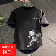 2026新款純棉短袖t恤男ins潮牌歐美嘻哈風(fēng)圓領(lǐng)打底衫上衣夏季 黑色 4XL