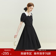 范思藍恩23FS12399假兩件法式氣質(zhì)連衣裙女夏季新款通勤顯瘦 黑色 XS