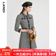 藍地黑白千鳥(niǎo)格小香風(fēng)連衣裙女2023年春季新款高級感短裙 黑色 S