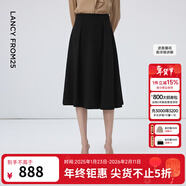 朗姿【尖貨補單】法式復古赫本風(fēng)黑色半身裙女新款傘裙高腰顯瘦a字裙 黑色 S