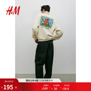 H&M【Keith Haring】男裝女裝衛衣加絨圓領(lǐng)印花長(cháng)袖上衣1117747 淺米色/Keith Haring L 175/108