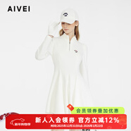 AIVEI欣賀艾薇2025春季運動(dòng)半拉鏈泡泡長(cháng)袖高爾夫連衣裙S713711A 白色 M