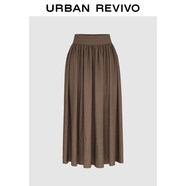 UR2026春季新款女裝簡(jiǎn)約休閑純色超寬松高腰A字半裙UWB550004 深咖棕 M (M-L)