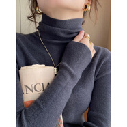 小紅書(shū)藍色高領(lǐng)打底衫女2026新款堆堆領(lǐng)針織毛衣長(cháng)款內搭 深藍灰 S