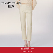 糖力【商場(chǎng)同款】春秋新款九分直筒牛仔褲女高腰顯瘦法棍煙管褲 杏色 常規 S