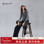 GANT/甘特2025夏季新款女裝設計感長(cháng)褲子經(jīng)典黑色水洗闊腿牛仔褲 500-黑色 S