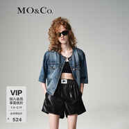 MO&Co.精致金扣中袖短款復古牛仔夾克外套薄款設計感小眾摩安珂 牛仔藍色-第2批 L 170