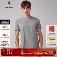 暇步士（Hush Puppies）男裝夏季純色無(wú)憂(yōu)搭圓領(lǐng)短袖T恤 038淺灰3 2XL