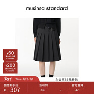 MUSINSA STANDARD[韓素希同款]25秋冬女士時(shí)尚百褶及膝裙半身裙 灰色(GR) M