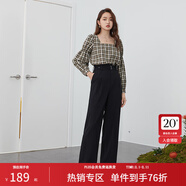 范思藍恩 春秋裝新款拖地褲子女高腰直筒褲休閑褲顯瘦長(cháng)褲 黑色 M