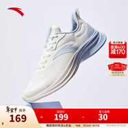 安踏一體織輕質(zhì)透氣跑步鞋女冬季軟底運動(dòng)鞋舒適慢跑鞋女鞋 象牙白/氧氣藍5501-6 38 (女)