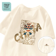 JEANSWEST LIFE真維斯國潮短袖t恤男夏季中國舞獅潮流半袖男大童純棉寬松打底衫A