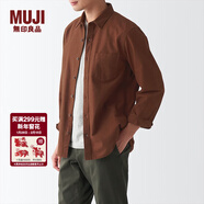 MUJI 男式 法蘭絨 襯衫 男士長(cháng)袖襯衣外套 休閑純棉全棉 ACA77C1A 磚紅色 XL (180/104A)