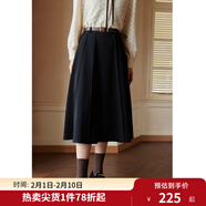 獨束[神裙3.0版]獨束大碼女裝高腰半身裙女秋冬微胖mm遮胯顯瘦A字裙 靜謐黑 XL