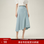 范思藍恩法式不規則a字半身裙女中長(cháng)款設計感氣質(zhì)百褶裙24FS12104 油畫(huà)藍 M