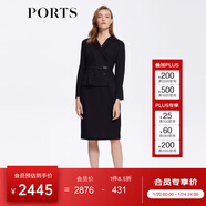PORTS 寶姿秋冬新品女裝優(yōu)雅修身中長(cháng)裙通勤V領(lǐng)針織連衣裙 ALM9N012LCF053-黑色 S (4)