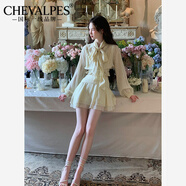 CHEVALPES國際一線(xiàn)品牌山?！改厅S小雞」法式甜美襯衫蝴蝶結長(cháng)袖襯衣半身裙 半裙 XS