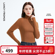 朗姿騏驥紅【羊毛Basic衣櫥】純羊毛毛針織衫冬季新款修身長(cháng)袖毛衣 駝色 XL