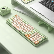 B.O.W航世K509DL無(wú)線(xiàn)藍牙三模鍵盤(pán)適用華為小米蘋(píng)果筆記本電腦臺式充電便攜女生辦公游戲通用青萌萌綠喵