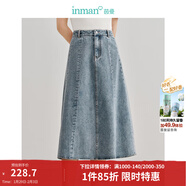 茵曼（INMAN）100%純棉法式牛仔半身裙2026夏女裝新款氣質(zhì)顯瘦中高腰A字裙子 淺牛仔 L