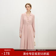范思藍恩法式V領(lǐng)長(cháng)袖連衣裙女春裝2025新款氣質(zhì)通勤襯衫裙子1330 粉色 XS