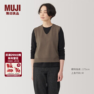 MUJI 女式水洗米蘭諾羅紋針織背心毛衣女裝上衣外搭 秋冬 深咖啡色 XL（165/92A）