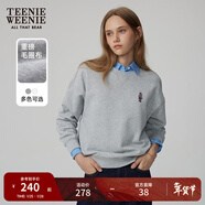 Teenie Weenie小熊秋季簡(jiǎn)約圓領(lǐng)套頭衛衣學(xué)院風(fēng)短款上衣休閑時(shí)尚女 淺灰色 L (170)