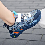 特步（XTEP）同款兒童鞋子男童運動(dòng)鞋網(wǎng)面透氣單網(wǎng)夏季20 ZZX-1876牛仔藍單網(wǎng) 28 _內長(cháng)17.7cm