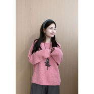 兔毛線(xiàn)拉毛毛衣女2025秋季新款中長(cháng)款套頭打底織衫韓版 粉色 均碼 均碼