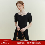 范思藍恩黑色法式氣質(zhì)顯瘦連衣裙女夏季赫本風(fēng)小黑裙設計感12125 黑色 L