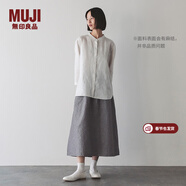 MUJI女式 漢麻棉輕便長(cháng)裙 長(cháng)半身裙女裙子 25年夏季女裝 BE1VBC5S 灰色條紋 M （160/66A）