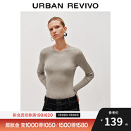 UR2025秋季新款女裝簡(jiǎn)約休閑純色百搭螺紋針織衫UWB950010 淺卡其 XL