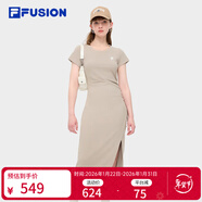 斐樂(lè ) FUSION斐樂(lè )潮牌女子針織連衣裙簡(jiǎn)約修身開(kāi)衩長(cháng)款裙子 灰褐卡其-DK S (160) 80A