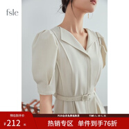 范思藍恩夏季正式場(chǎng)合法式職業(yè)連衣裙女夏新款氣質(zhì)收腰面試裙子通勤連衣裙 米色 M