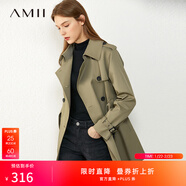 AMII女裝2025復古雅痞風(fēng)風(fēng)衣外套女新款雙排扣小個(gè)子中長(cháng)款大 草綠 S