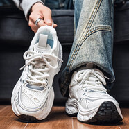 駱駝旗艦莆田男鞋2026新款春季舒適網(wǎng)面拼色休閑香港潮牌厚底增高老爹 白灰【主圖款】 41 【運動(dòng)標準碼 現貨速發(fā)】