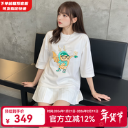 MLB官方 t恤女裝寬松韓版短袖ins休閑短袖時(shí)尚簡(jiǎn)約半袖冬季款上衣 紐約洋基隊/奶油色 L 175/96A